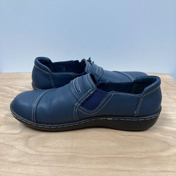 Lazypop Women's Size 7, Navy Blue Leather Loafers Comfort‎ Casual Lightweight - Picture 4 of 11